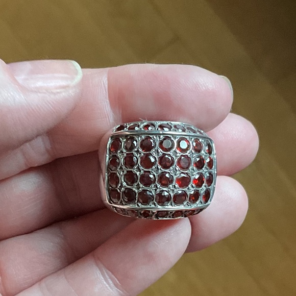NWOT Sterling Silver 925 Garnet Wide Ring Size US 7.5 - Picture 15 of 16